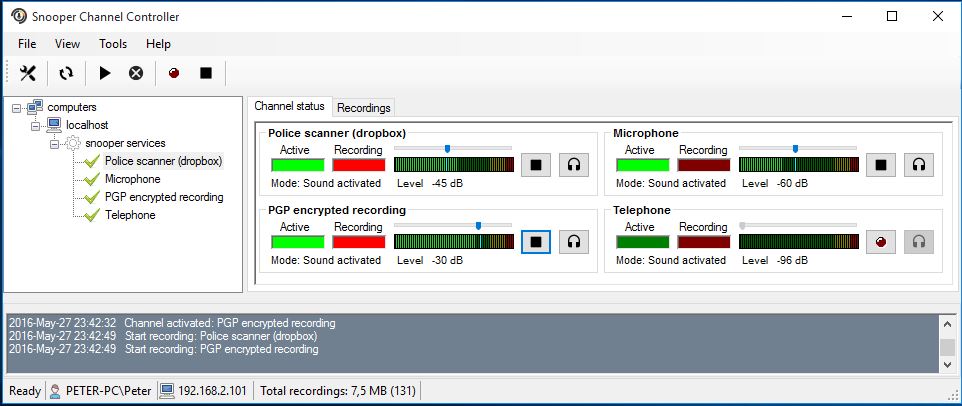 Snooper multi channel recorder