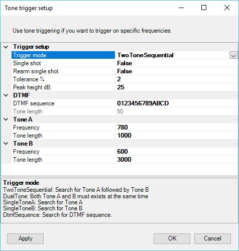 Snooper tone trigger setup