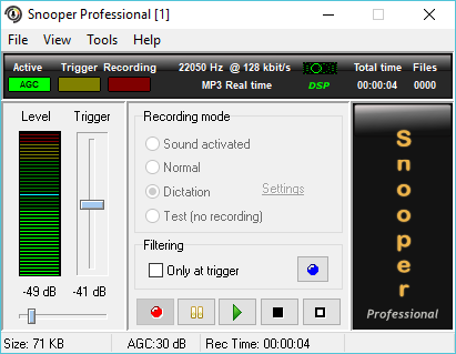 Snooper Professional voice activated recorder software.