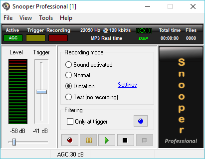 Snooper-sound-activated-recorder-main-GUI